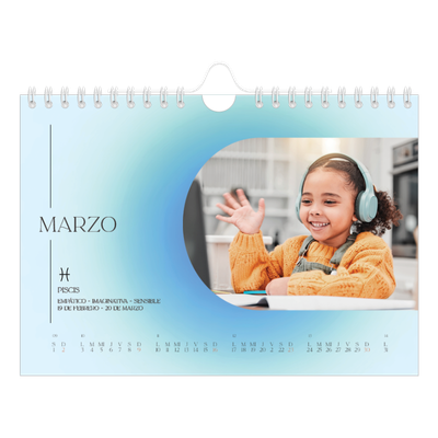 Calendario personalizado A5 — Degradado astrológico [Marzo]