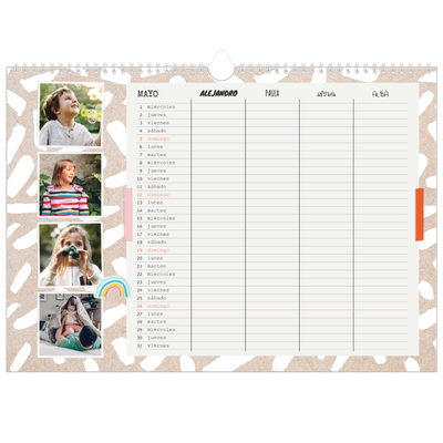 Planificador A3 horizontal — Planificador familiar rústica - Familia de 4 [portada]