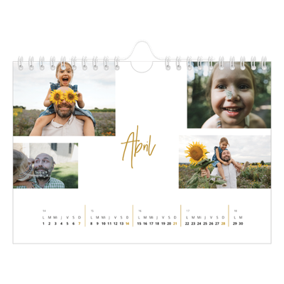 Calendario personalizado A5 — Rotulador dorado [Abril]