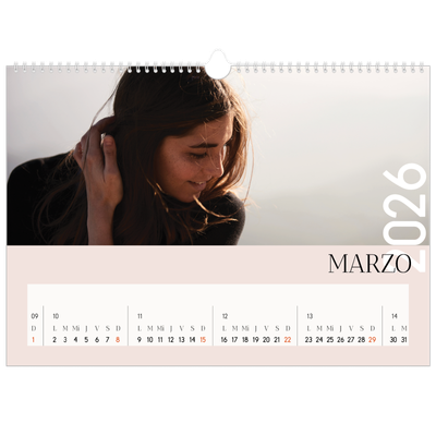 Calendario A3 horizontal — Texto superpuesto [Marzo]