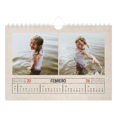 Calendario personalizado A5 — Efecto de sello craft [Febrero]