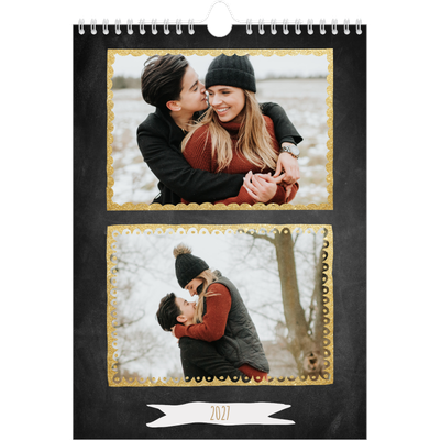 Calendario personalizado A4 — Marcos de purpurina [portada]