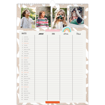 Planificador familiar A3 — Planificador familiar rústica - Familia de 4 [portada]