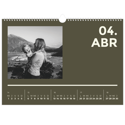 Calendario A3 horizontal — Contemporáneo atrevido [Abril]