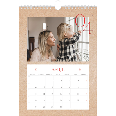 Calendario personalizado A4 — Toques de rojo [Abril]
