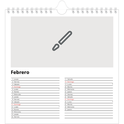 Calendarios Cuadrados — Diseña tu producto [Febrero]