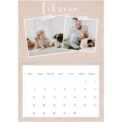 Calendario personalizado doble A4 — Calendario scrapbook [Febrero]