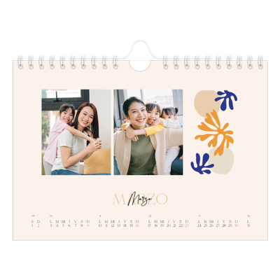 Calendario personalizado A5 — Coral minimalista [Marzo]