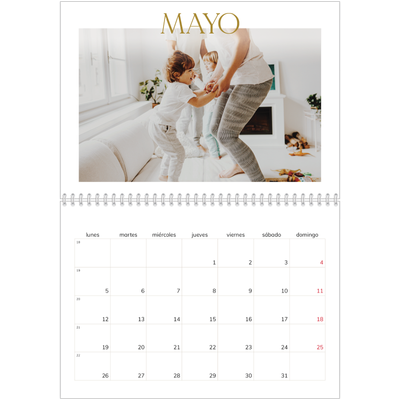 Calendario personalizado doble A4 — Texto dorado grande [portada]