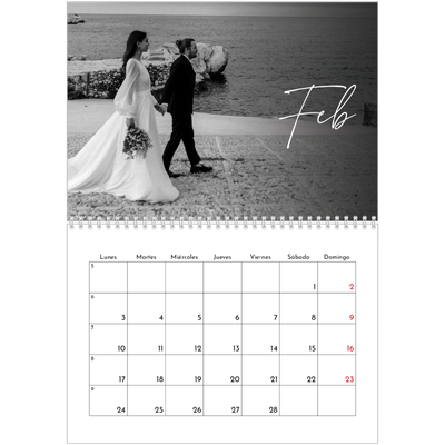 Calendario personalizado doble A4 — Escritura elegante [Febrero]