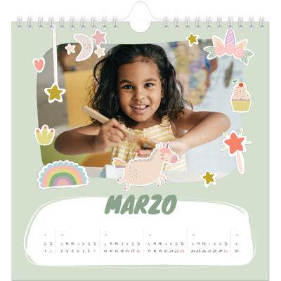 Calendarios Cuadrados — Unicornio arcoíris [Marzo]