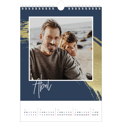 Calendario personalizado A4 — Fondos de pincel dorado [Abril]