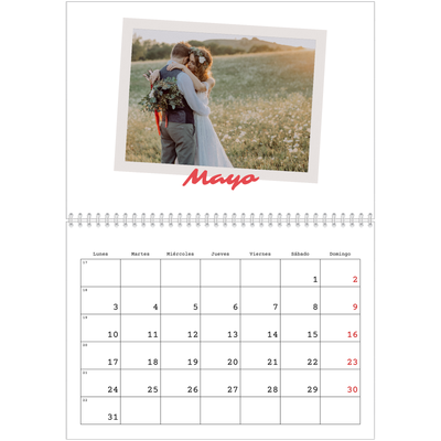 Calendario personalizado doble A4 — Firmado en carmín [Mayo]