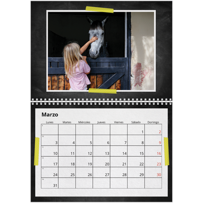 Calendario personalizado doble A4 — Cinta adhesiva craft [Marzo]