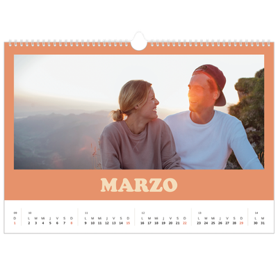 Calendario A3 horizontal — Marcos retro [Marzo]