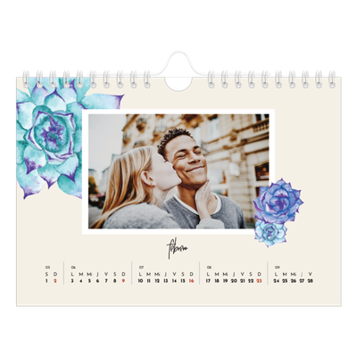Calendario personalizado A5 — Flores pintadas [Febrero]