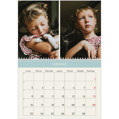 Calendario personalizado doble A4 — Capítulos pastel [Febrero]