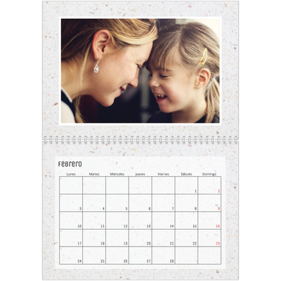 Calendario personalizado doble A4 — Fondos de mármol [Febrero]