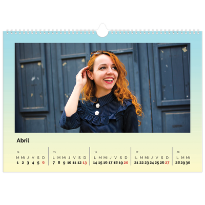 Calendario A3 horizontal — Tonos pastel [Abril]