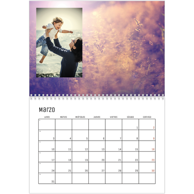 Calendario personalizado doble A4 — De vuelta a la naturaleza [Marzo]