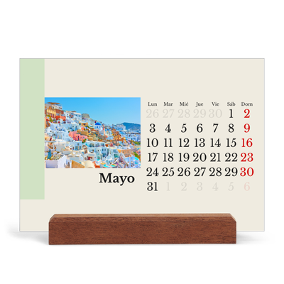 Calendario de mesa con base de madera - apaisado  — Lugares del mundo [portada]