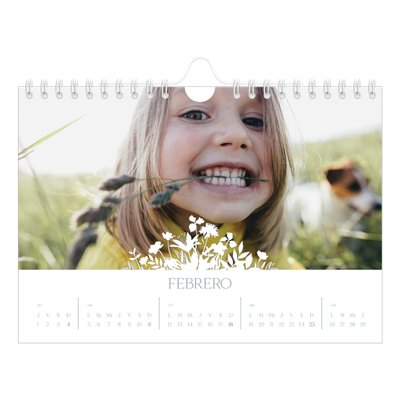 Calendario personalizado A5 — Motivo floral [Febrero]