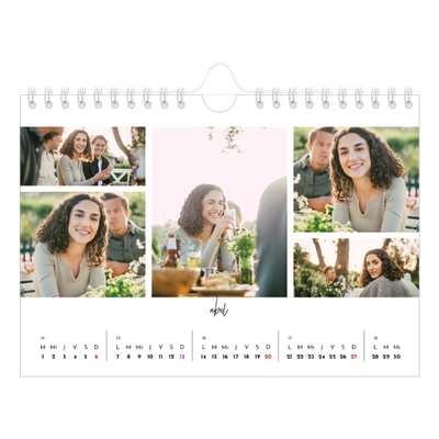 Calendario personalizado A5 — Disposición de fotos [Abril]