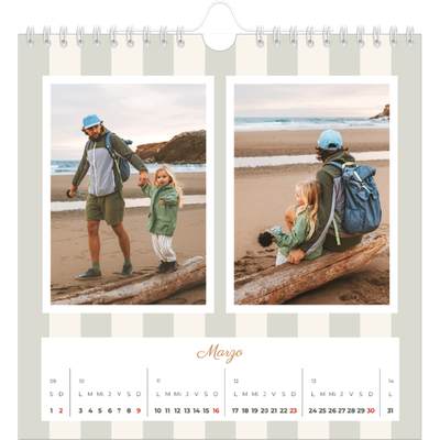 Calendarios Cuadrados — Letras y rayas [Marzo]