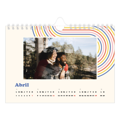 Calendario personalizado A5 — Líneas retro [Abril]