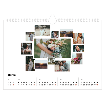 Calendario A4 horizontal — Formas de collage [Marzo]