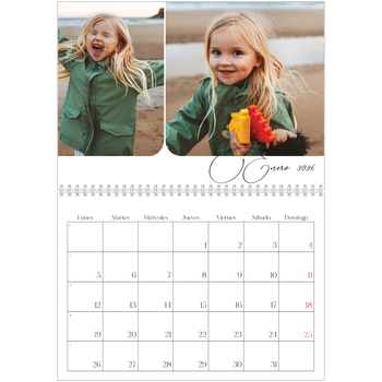 Calendario personalizado A4 doble — Fotos y caligrafía