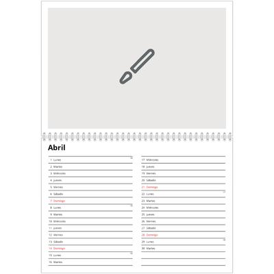 Calendario personalizado doble A4 — Diseña tu producto [Abril]