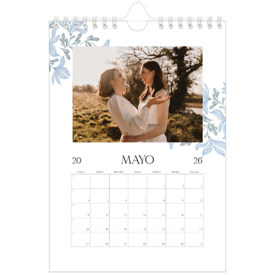 Calendario personalizado A5 — Romance en blanco y azul [portada]