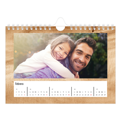 Calendario personalizado A5 — Madera [Febrero]