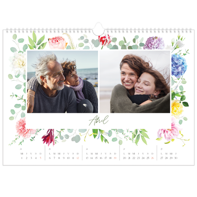 Calendario A3 horizontal — Flores tradicionales [Abril]