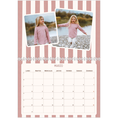 Calendario personalizado doble A4 — Patrones retro [Marzo]