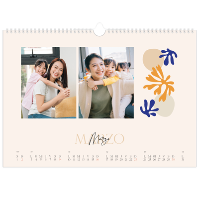 Calendario A3 horizontal — Coral minimalista [Marzo]