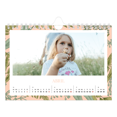 Calendario personalizado A5 — Tapiz floral [Abril]