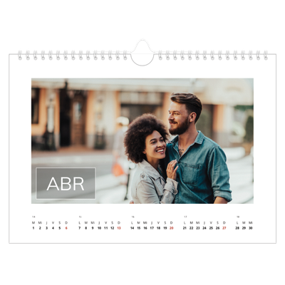 Calendario A4 horizontal — Fecha superpuesta [Abril]