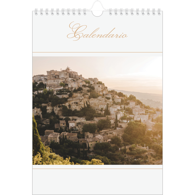 Calendario personalizado A4 — Banner de texto dorado [portada]