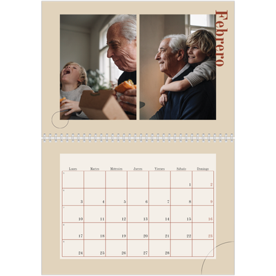 Calendario personalizado doble A4 — Texto asimétrico [Febrero]