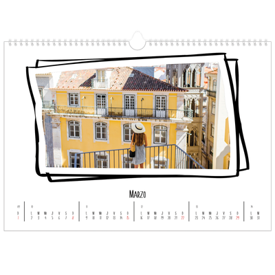 Calendario A3 horizontal — Momentos en retro [Marzo]