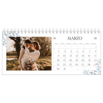 Calendarios de mesa — Romance en blanco y azul [Marzo]