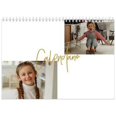 Calendario personalizado doble A4 — Rotulador dorado [portada]
