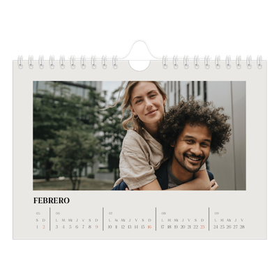 Calendario personalizado A5 — Marfil simple [Febrero]
