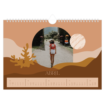 Calendario A4 horizontal — Montañas neutrales [Abril]