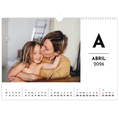 Calendario A3 horizontal — Letra destacada [Abril]