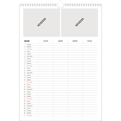 Planificador familiar A3 — Diseña tu producto - Familia de 4 [Marzo]