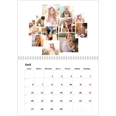 Calendario personalizado doble A4 — Formas de collage [Abril]