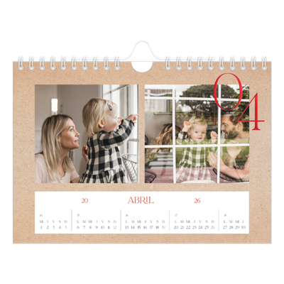 Calendario personalizado A5 — Toques de rojo [Abril]